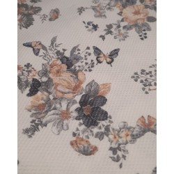 PIQUE FLORAL BEIGE Y GRIS
